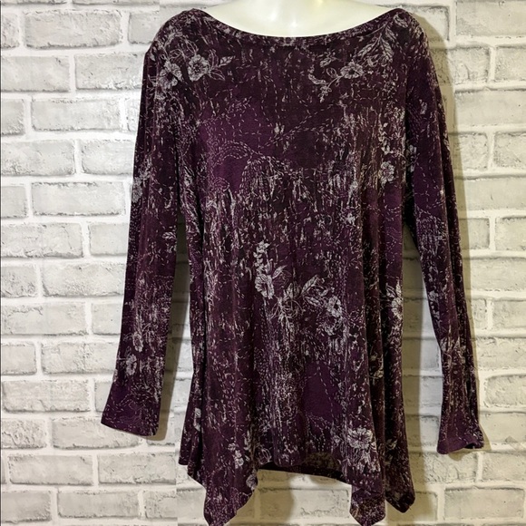 Northern reflections, size, large, swoop neck, long sleeve, loose fit, purple - Picture 1 of 5